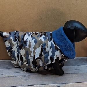 DMC Camouflage Dog Jacket with Blue Fleece Lining  Size Mediun